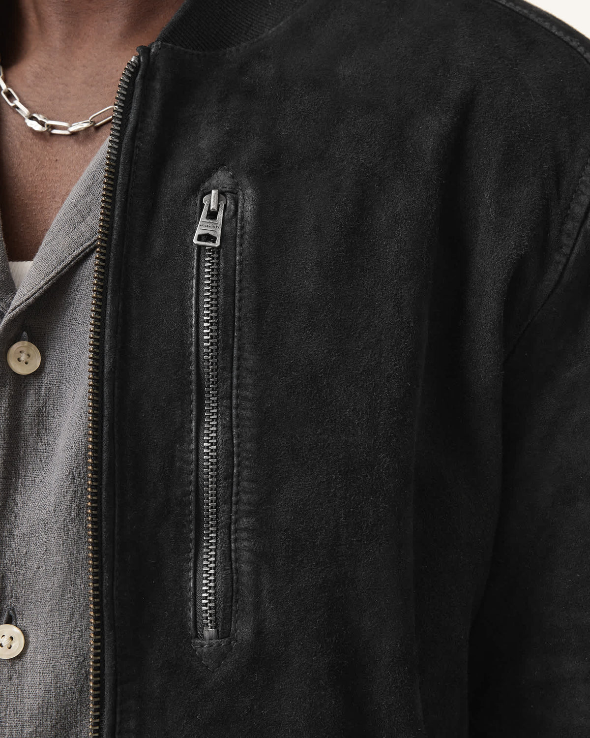 Suede bomber jacket Black