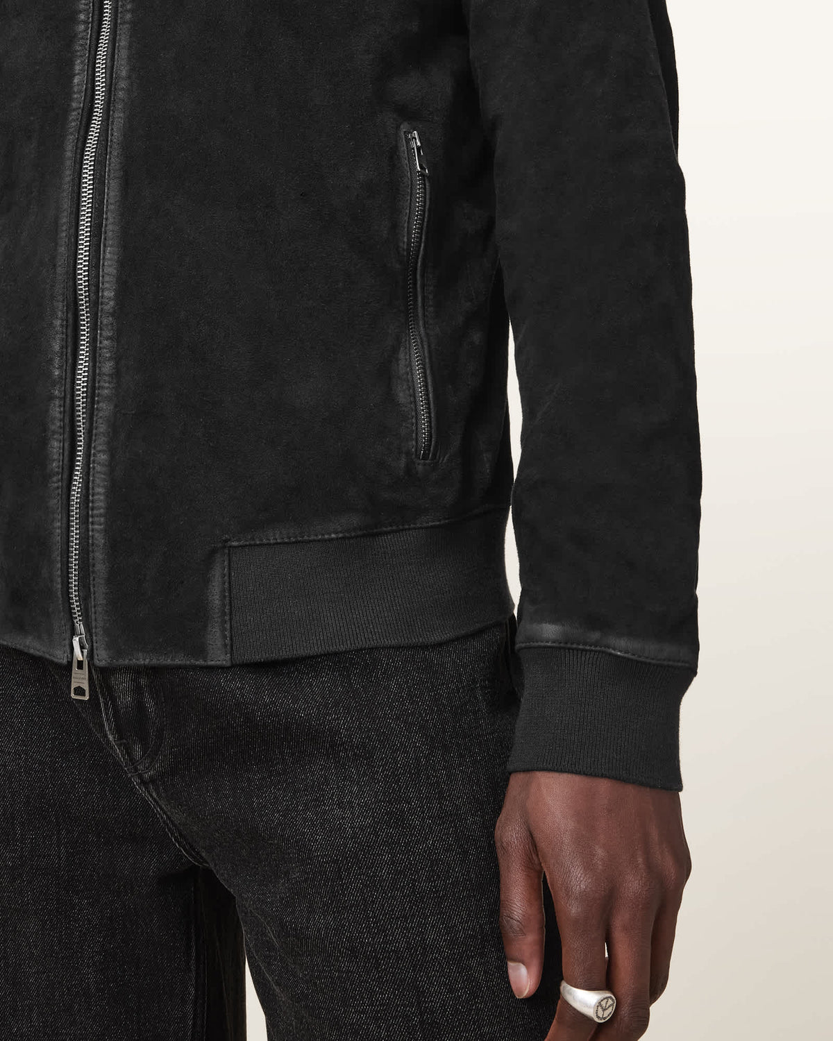 Suede bomber jacket Black