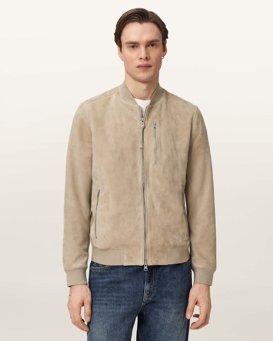 Suede bomber jacket DUNE BROWN
