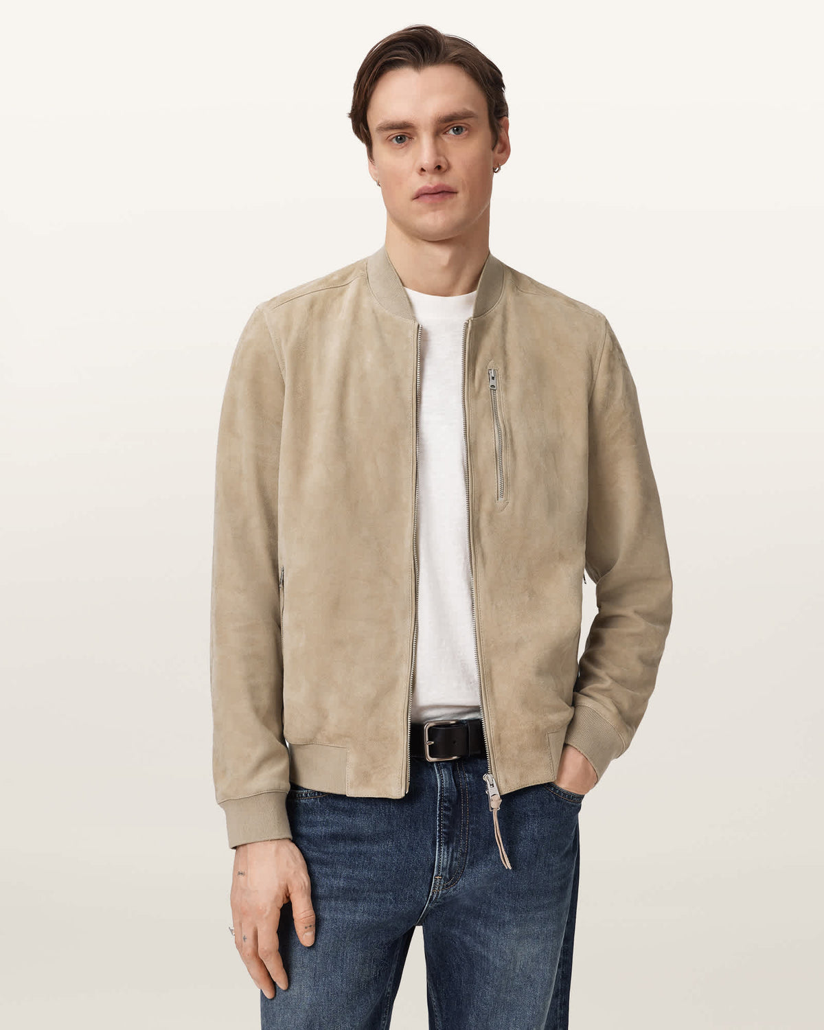 Suede bomber jacket DUNE BROWN