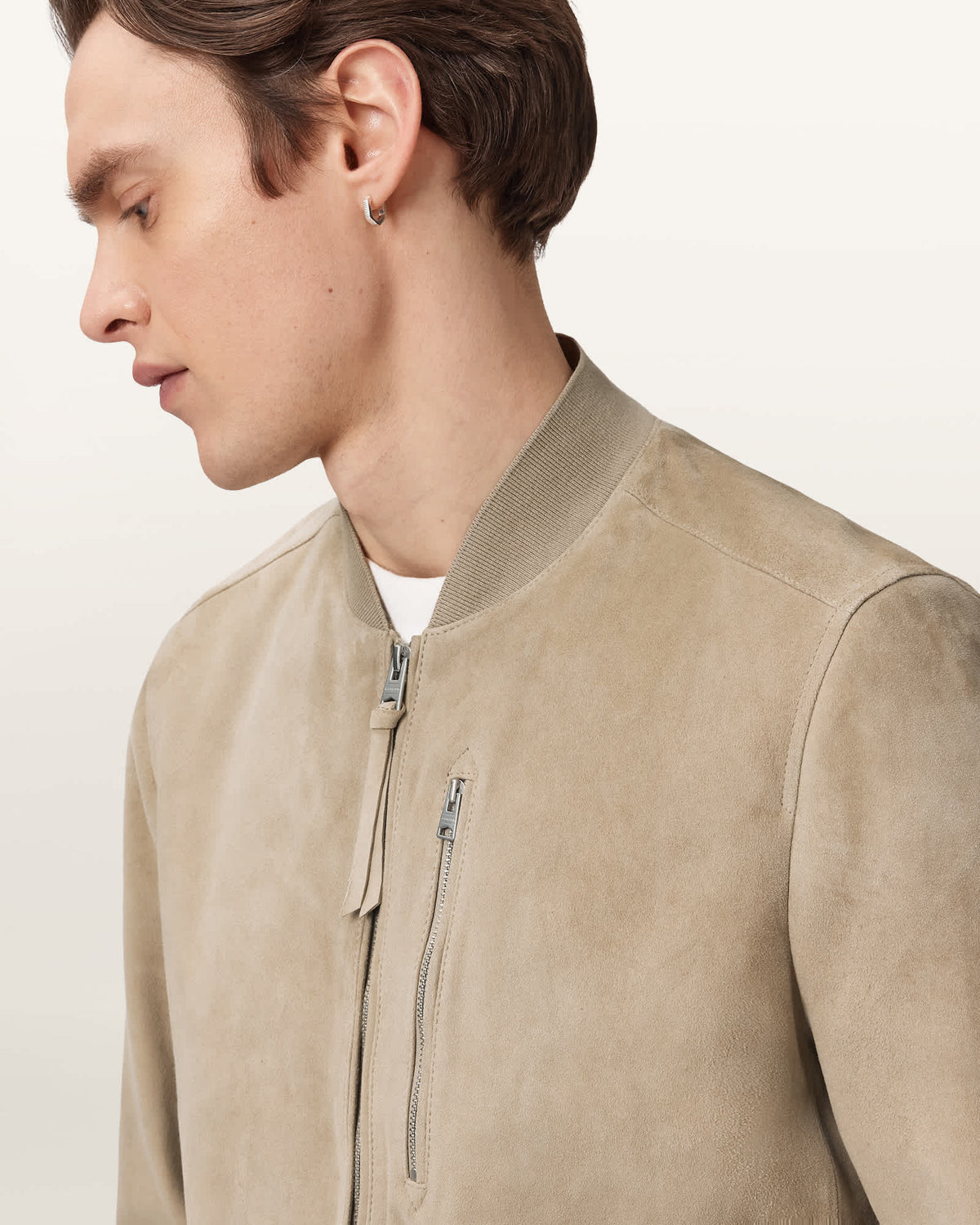 Suede bomber jacket DUNE BROWN