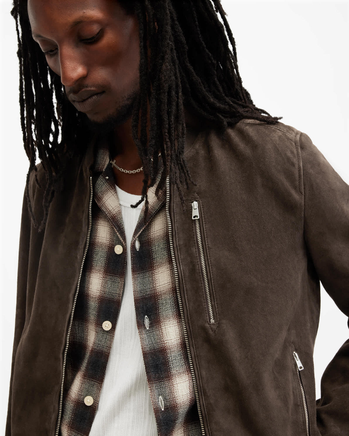Suede bomber jacket WOODLAND BROWN