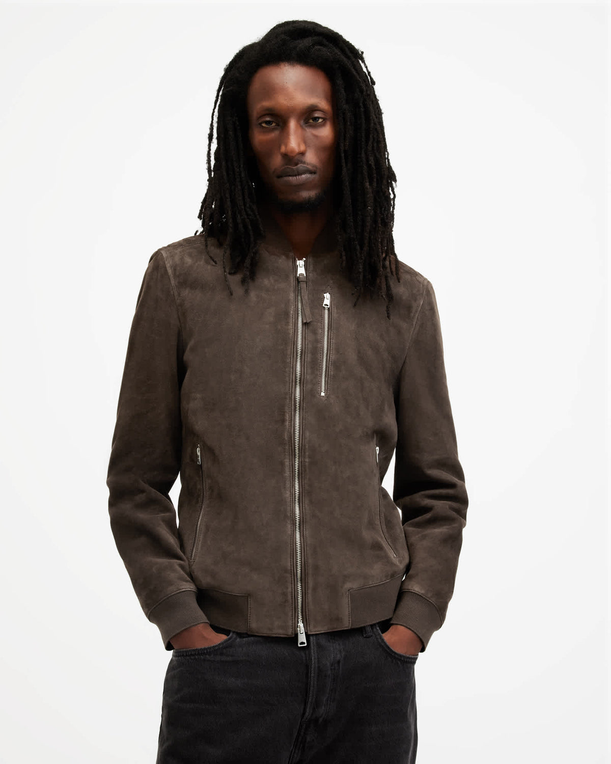 Suede bomber jacket WOODLAND BROWN