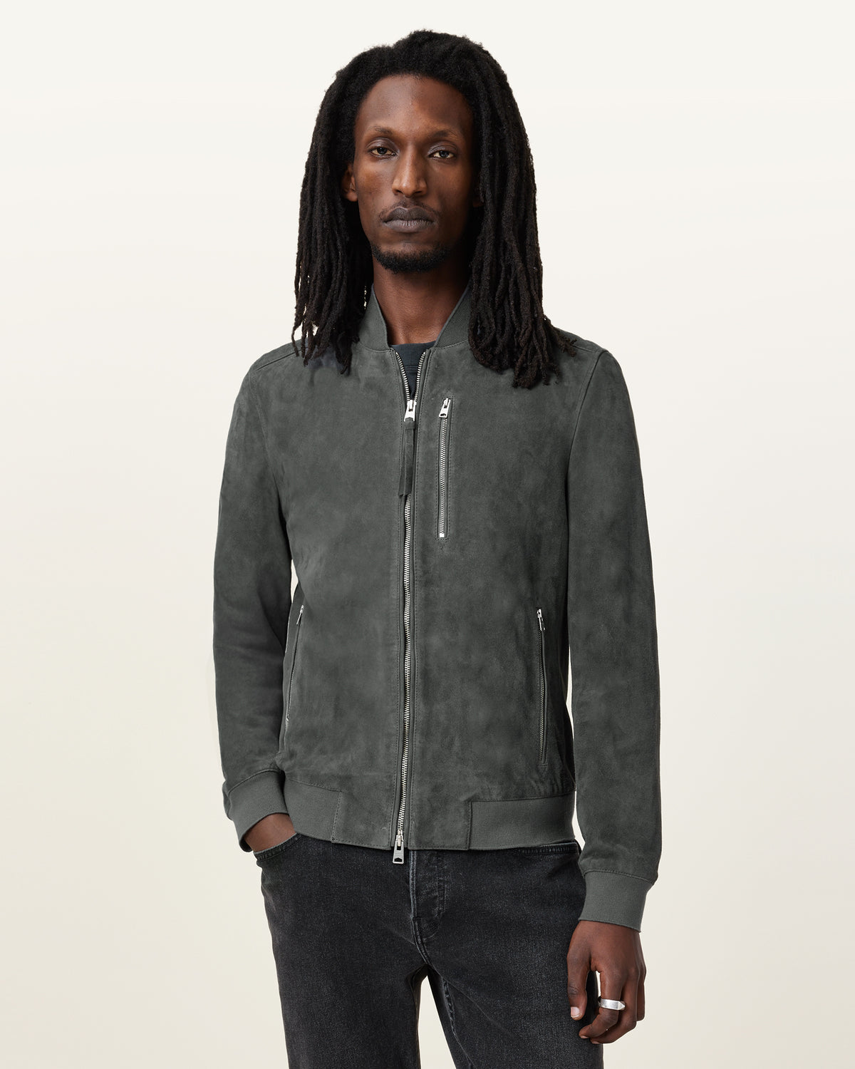 Suede bomber jacket