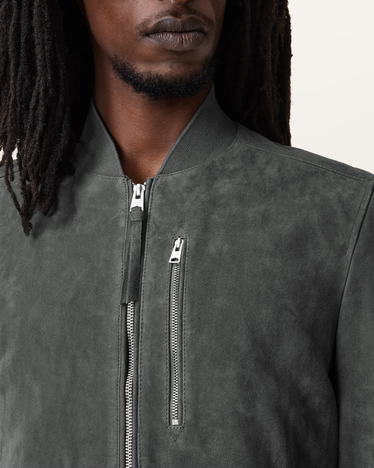Suede bomber jacket SLATESTONE GREY