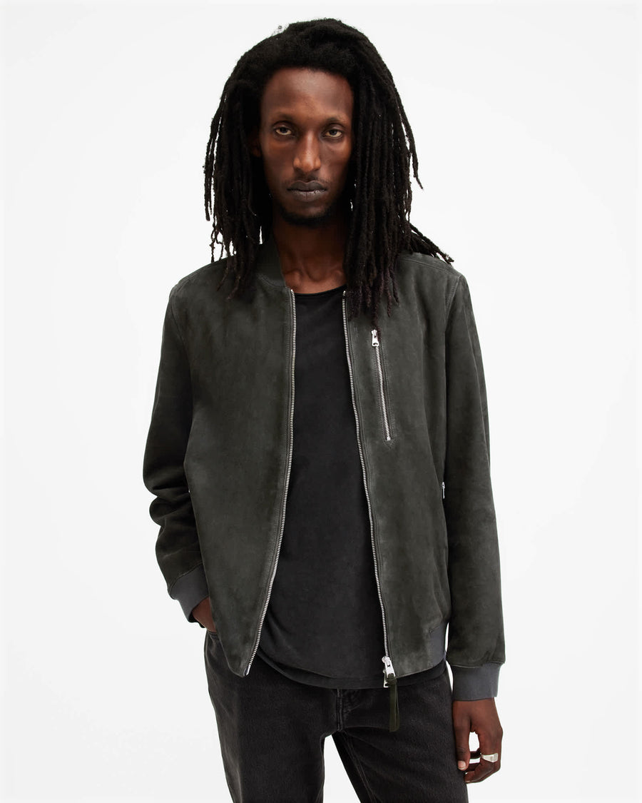Suede bomber jacket GRANGE GREEN