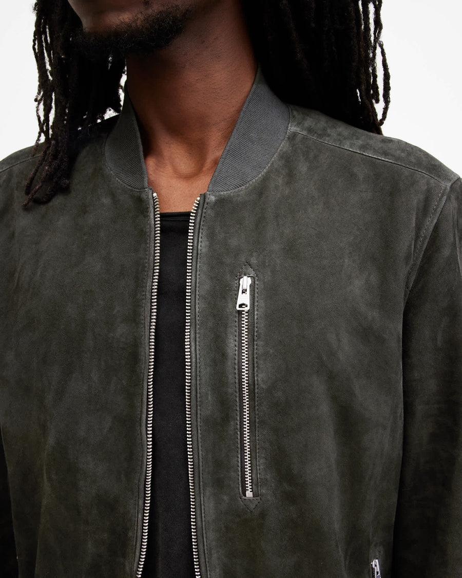 Suede bomber jacket GRANGE GREEN