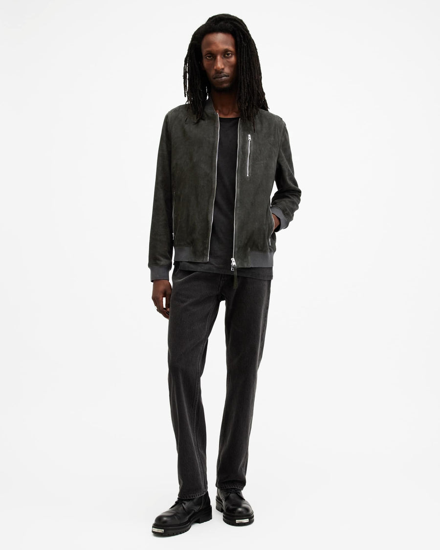 Suede bomber jacket GRANGE GREEN