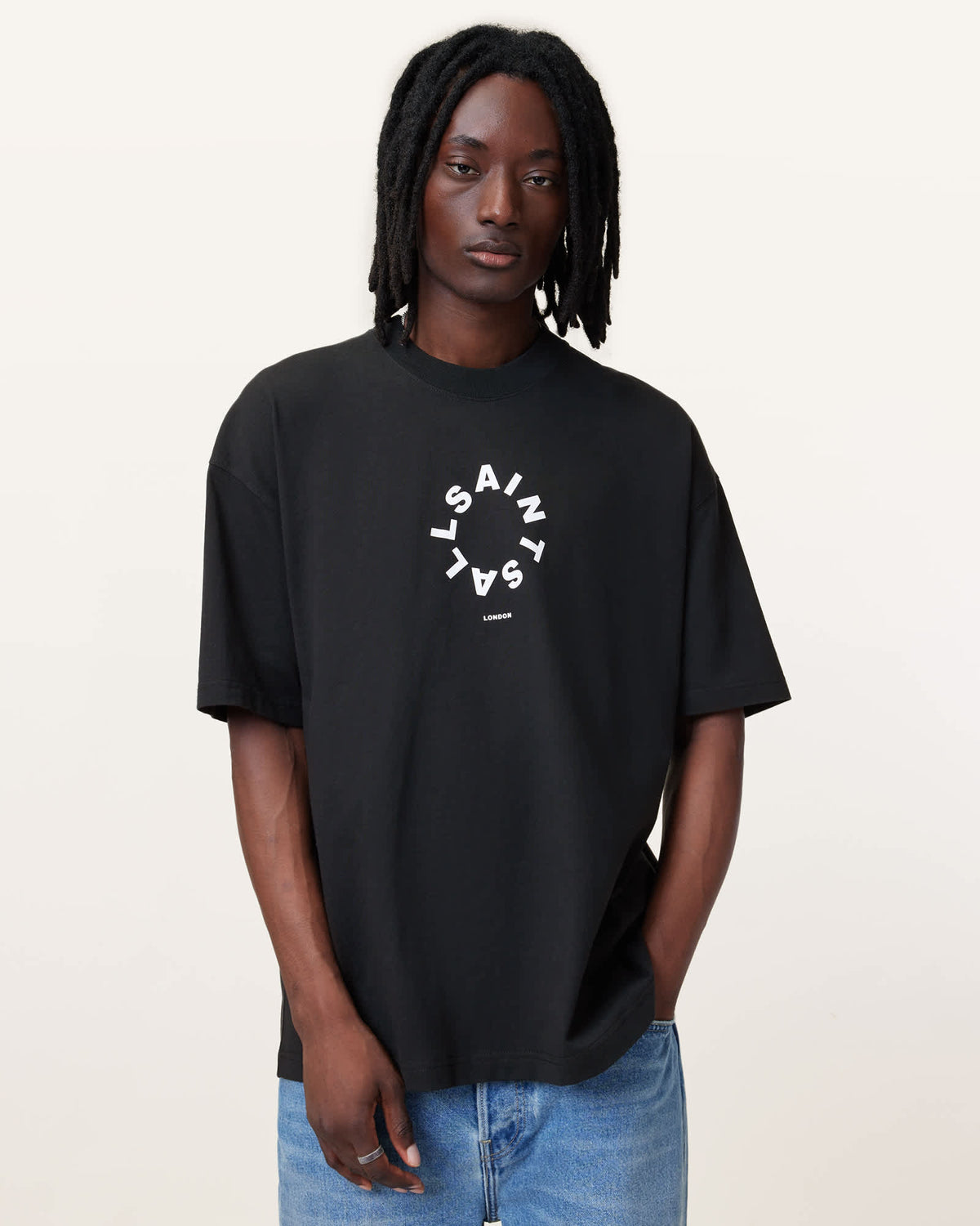 Tierra Oversized Crew Neck Logo T-Shirt Jet Black