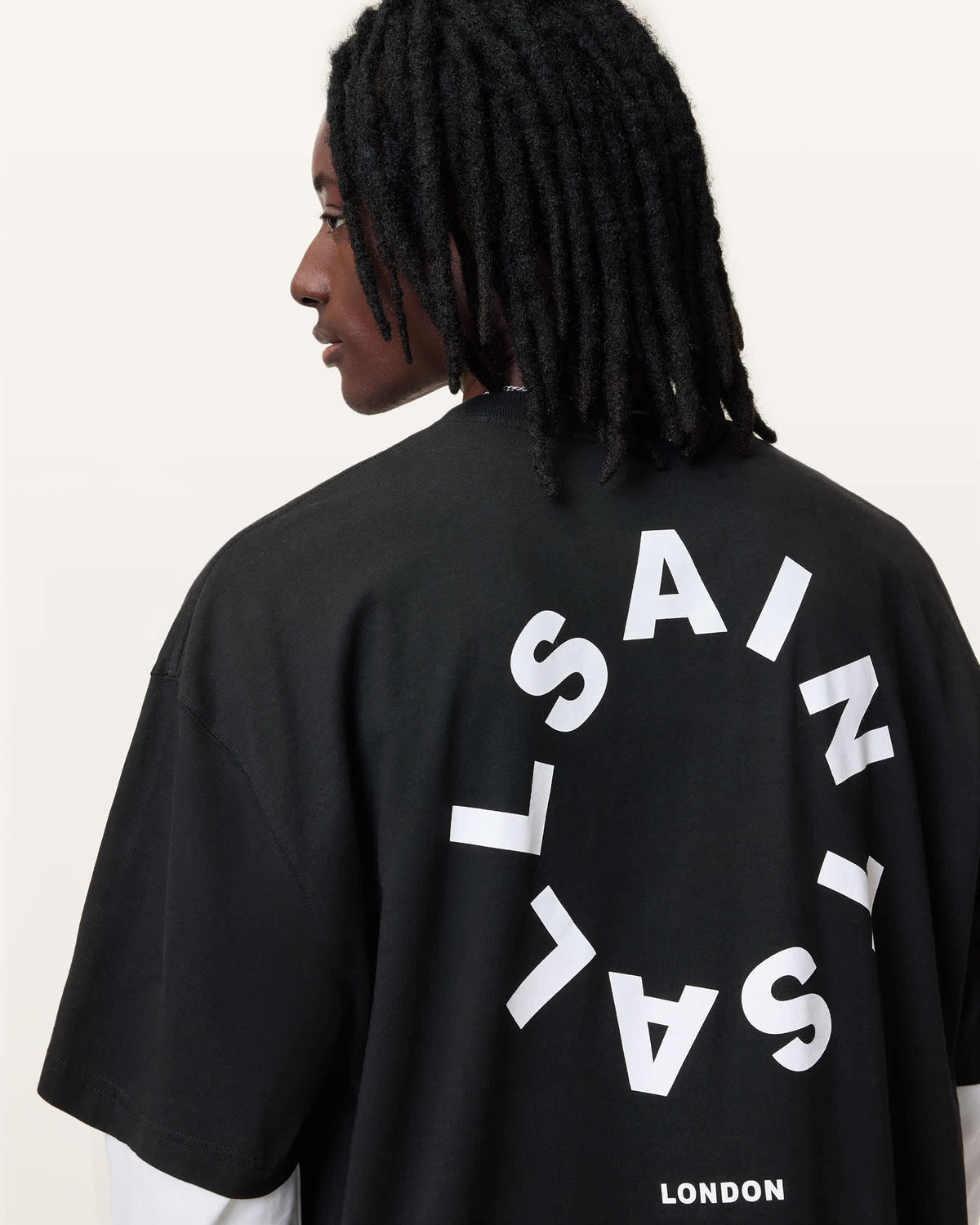 Tierra Oversized Crew Neck Logo T-Shirt Jet Black