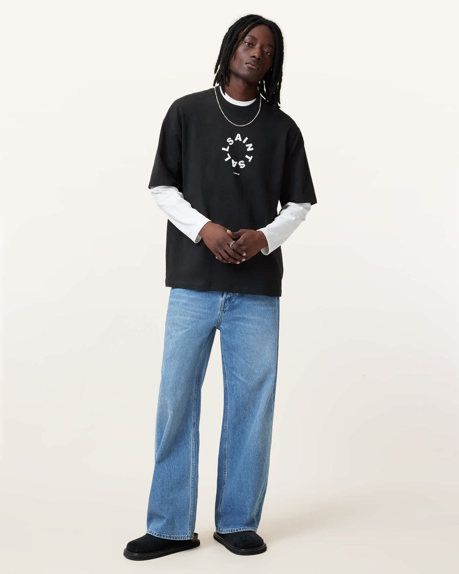 Tierra Oversized Crew Neck Logo T-Shirt Jet Black
