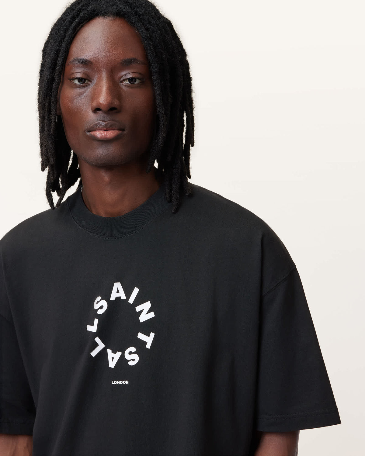 Tierra Oversized Crew Neck Logo T-Shirt Jet Black