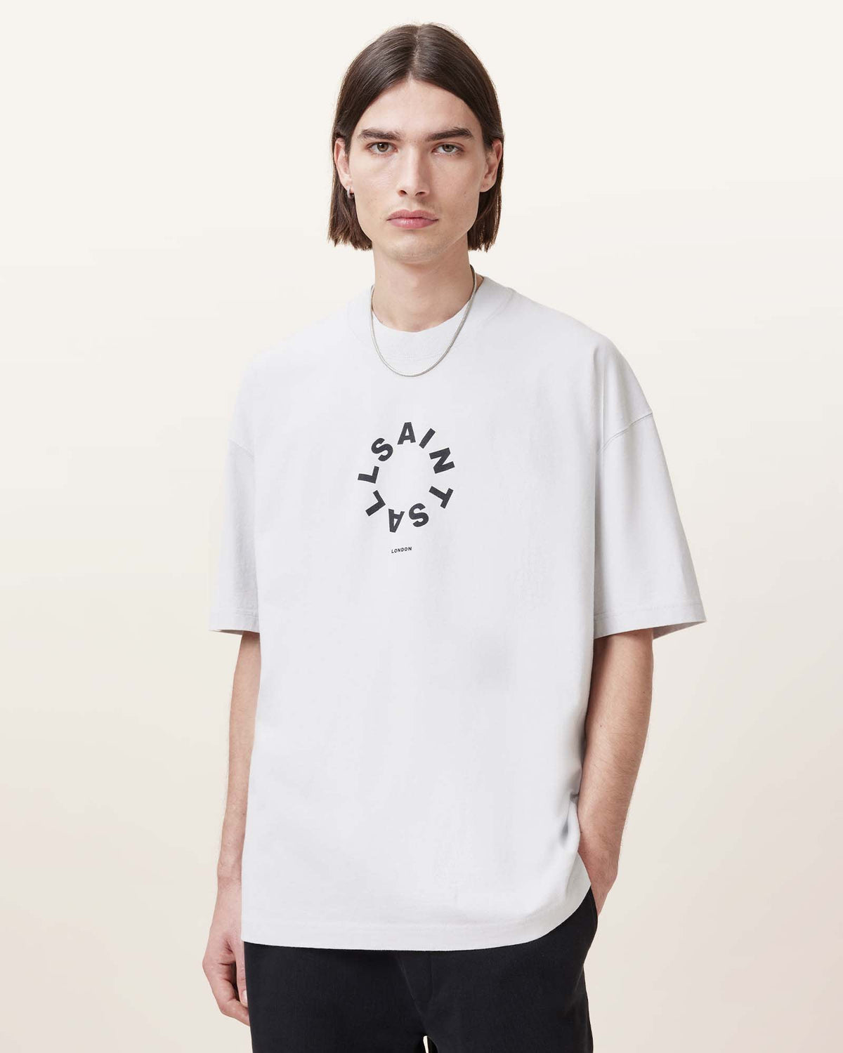 Tierra Oversized Crew Neck Logo T-Shirt COOL GREY