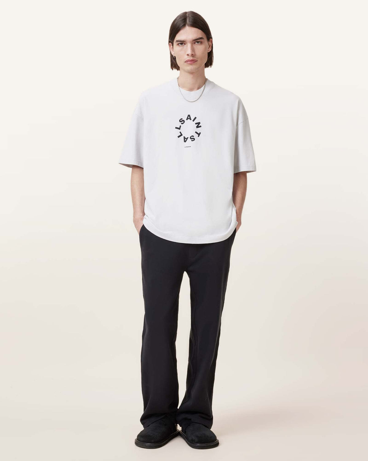 Tierra Oversized Crew Neck Logo T-Shirt COOL GREY