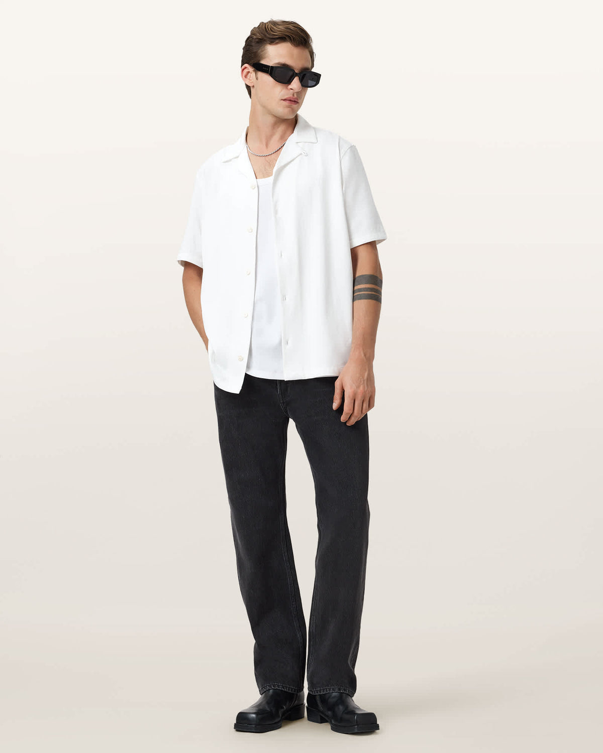 Hudson Relaxed Fit Ramskull Shirt CLIFF WHITE