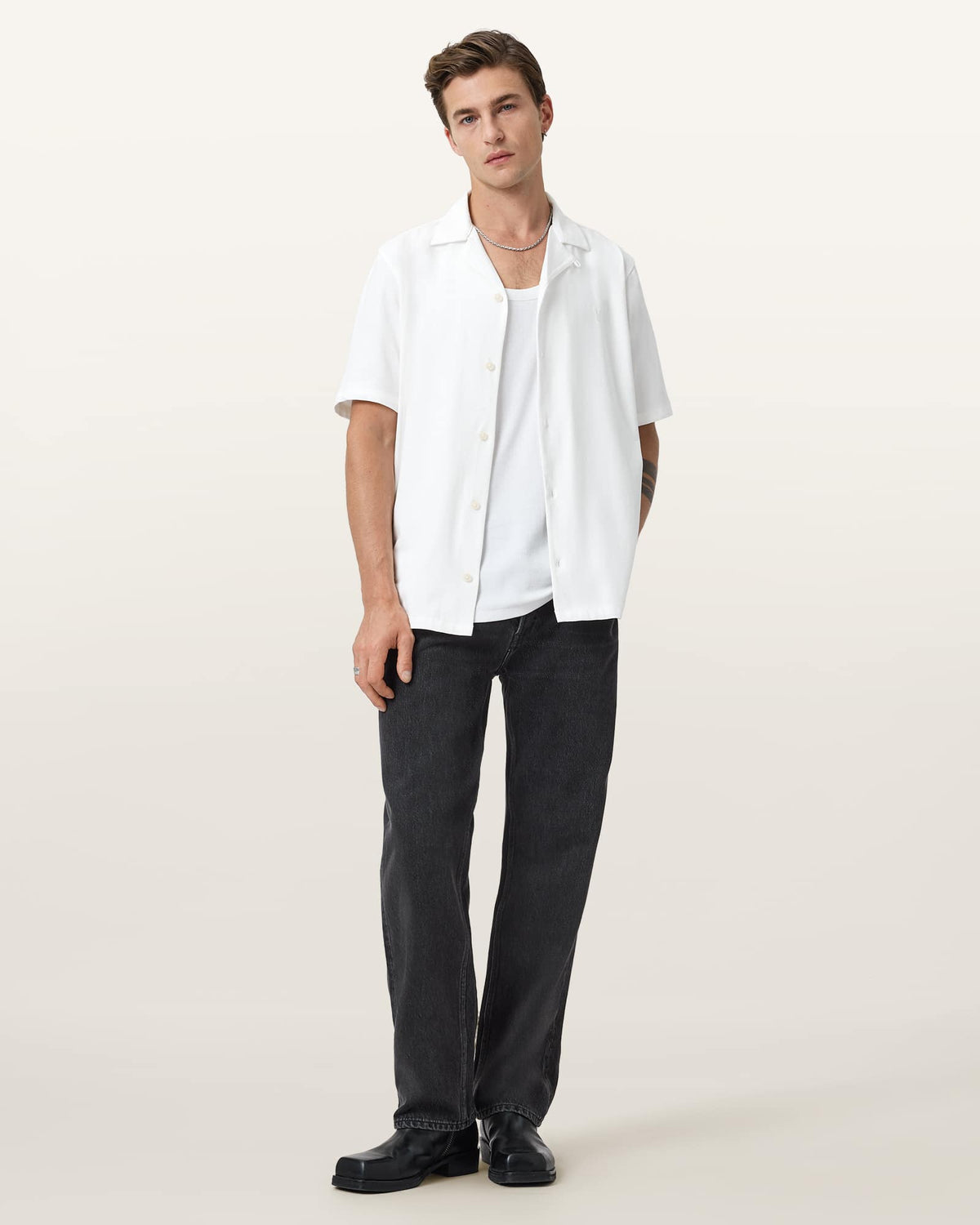Hudson Relaxed Fit Ramskull Shirt CLIFF WHITE