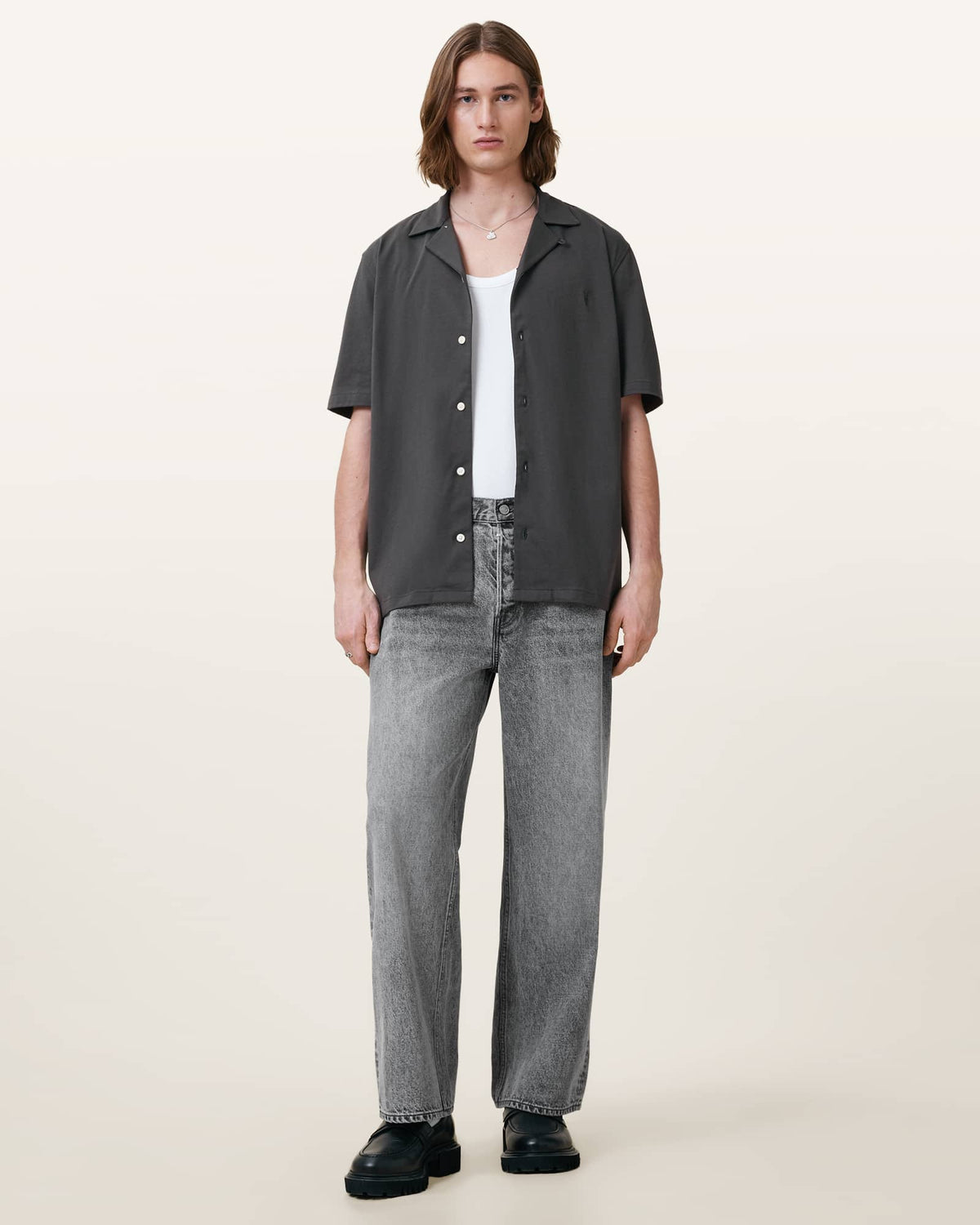 Hudson Relaxed Fit Ramskull Shirt CARTER GREY