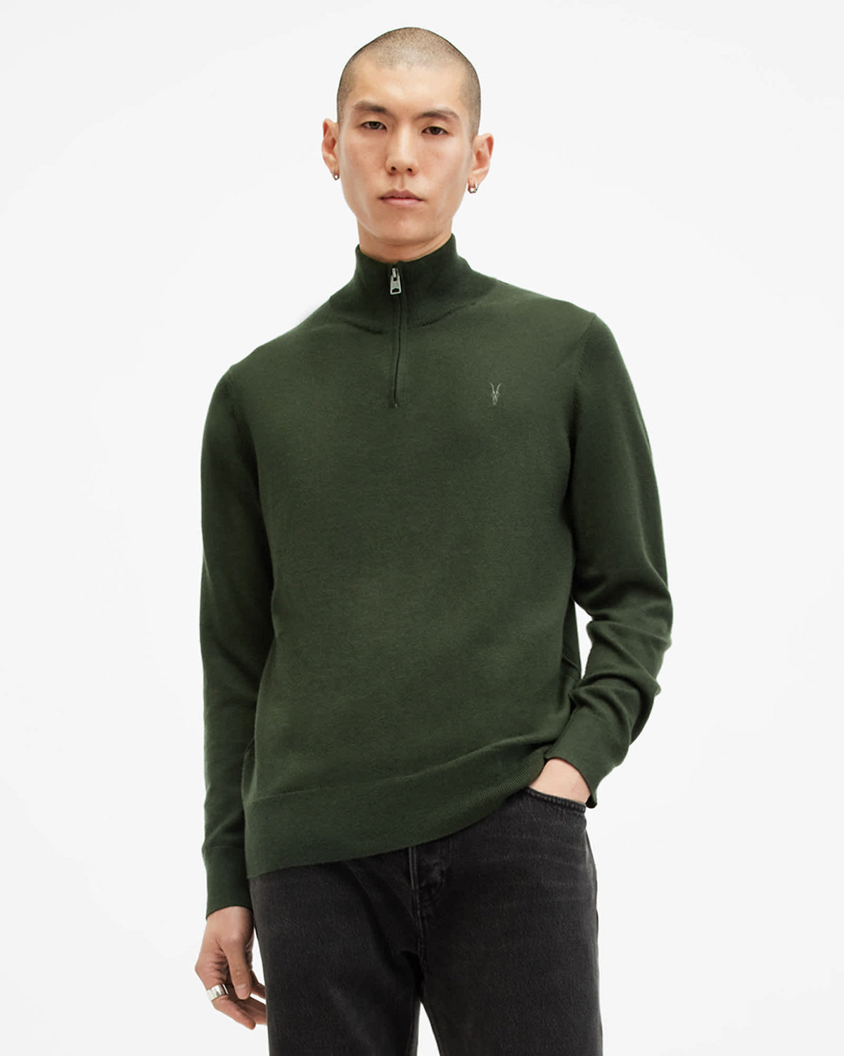Kilburn Funnel-Neck Jumper SAGE GREEN