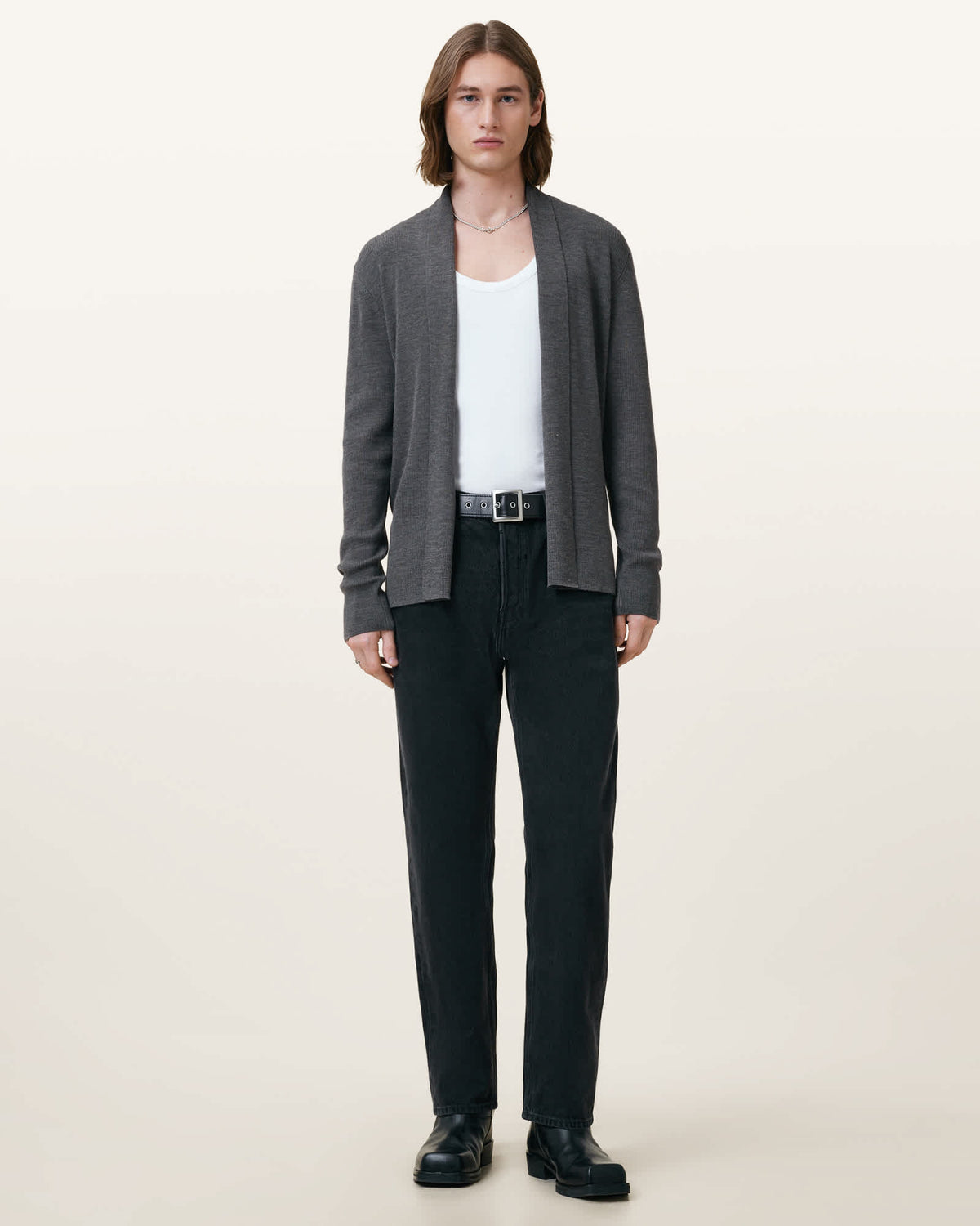 Mode Merino Ramskull Open Cardigan MONUMENT GREY