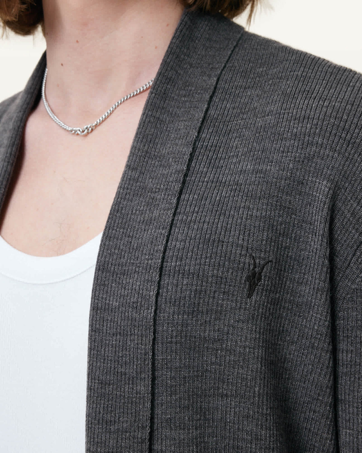 Mode Merino Ramskull Open Cardigan MONUMENT GREY