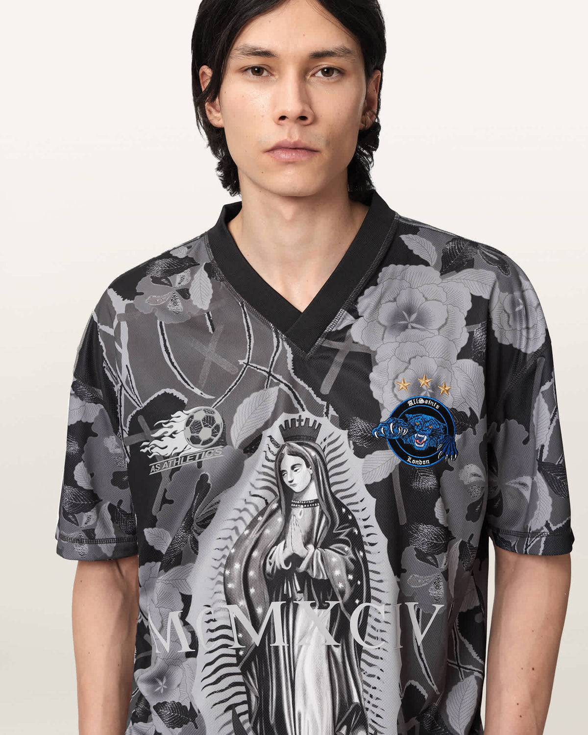 Puerto Oversized Short Sleeve Football Shirt Jet Black