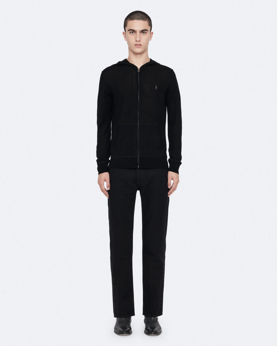 Mode Merino Wool Zip-Up Hoodie Black