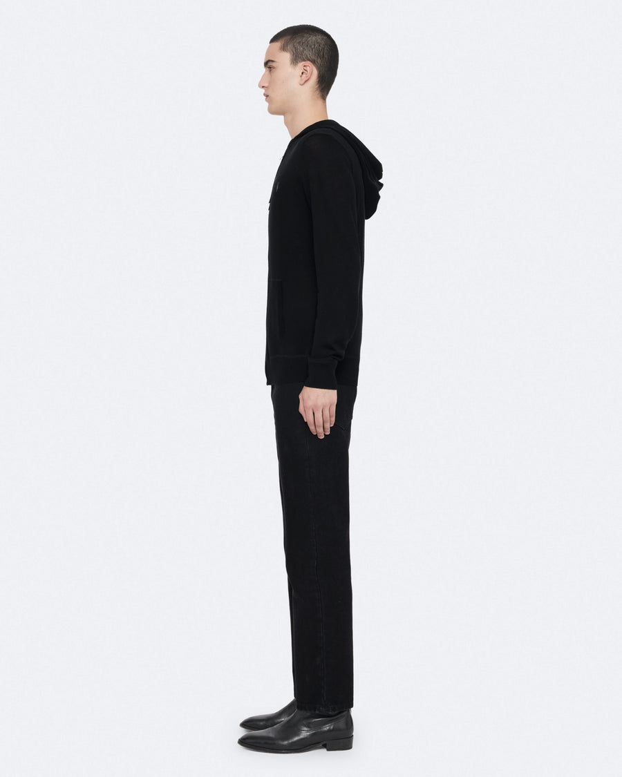 Mode Merino Wool Zip-Up Hoodie Black