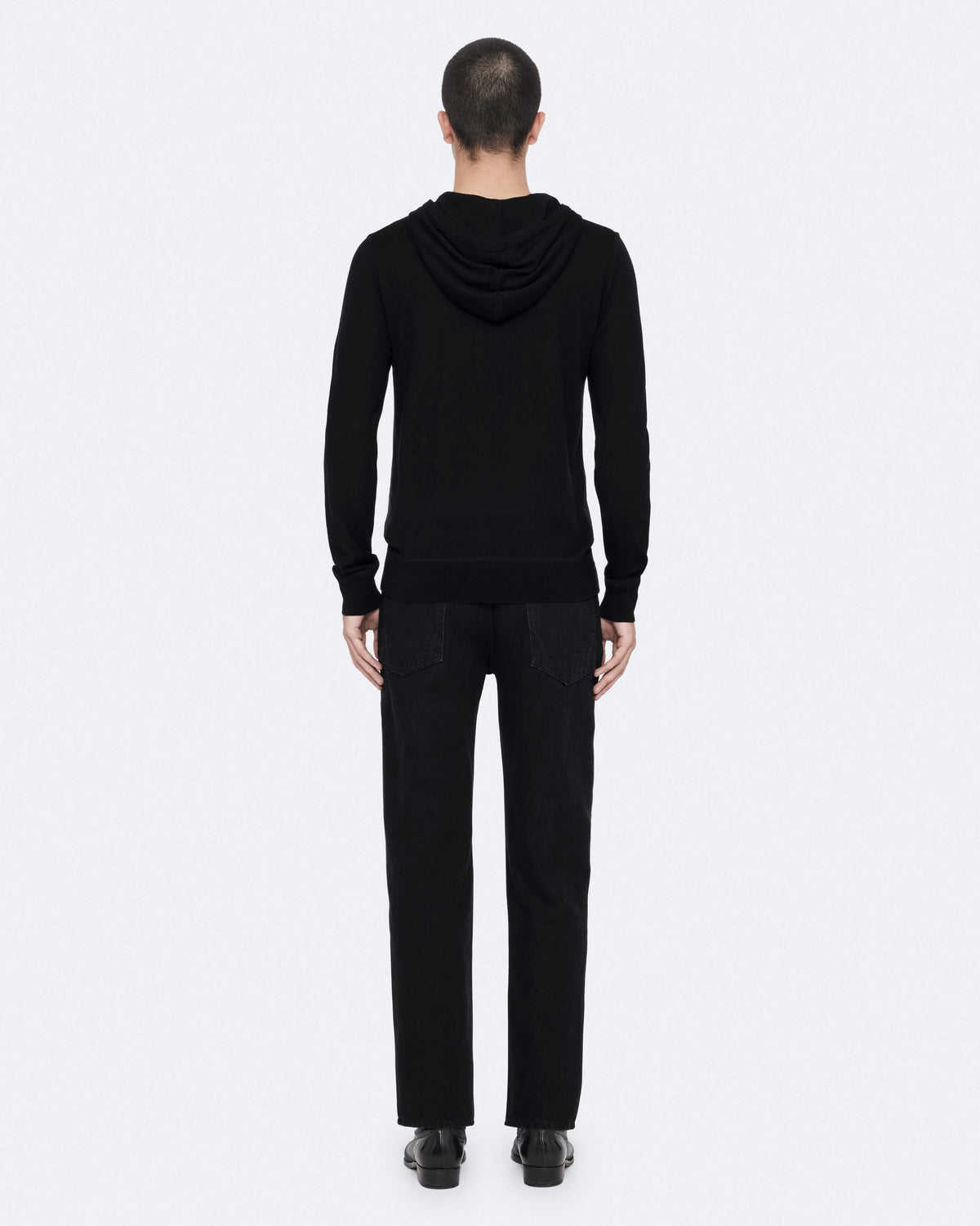 Mode Merino Wool Zip-Up Hoodie Black