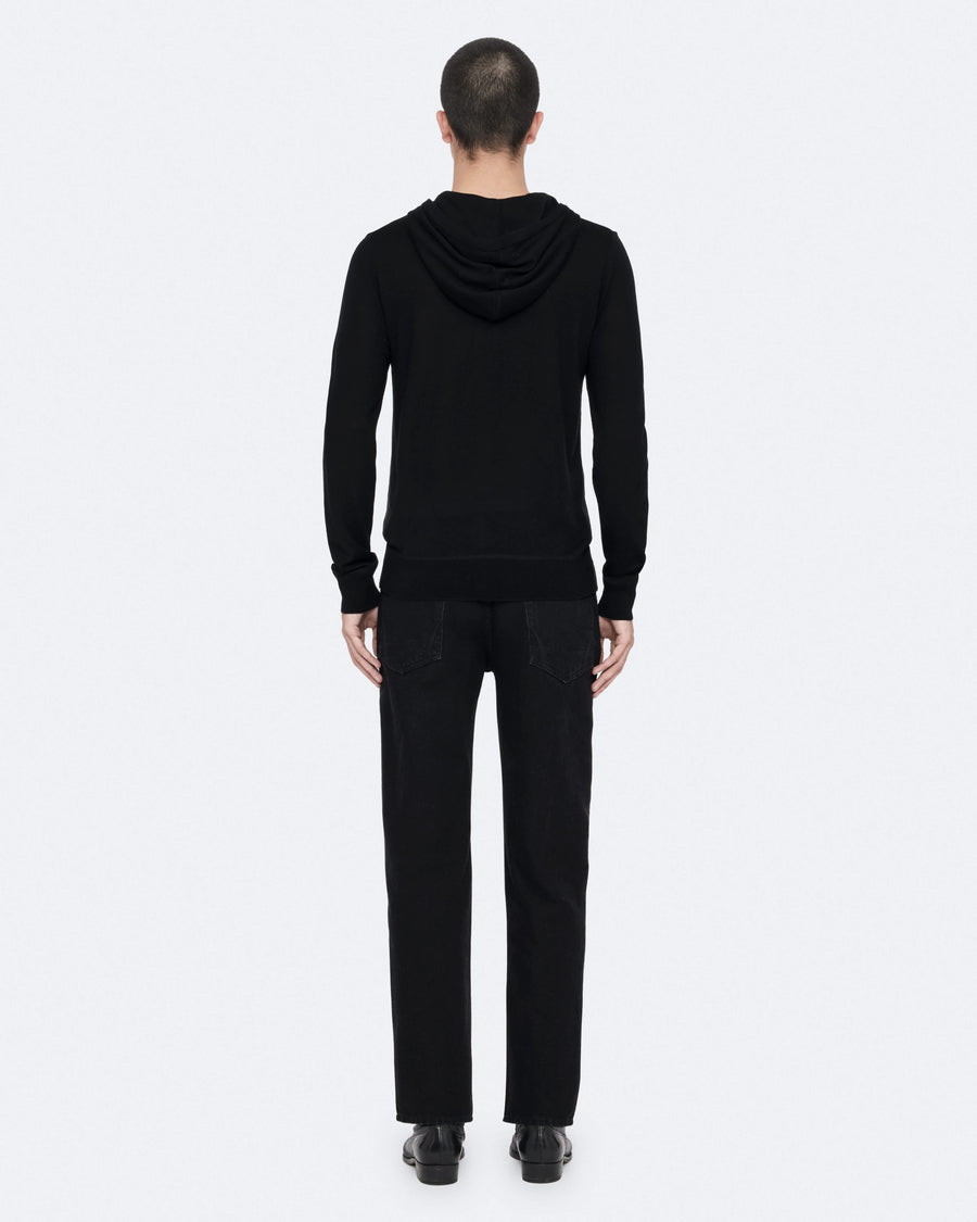 Mode Merino Wool Zip-Up Hoodie Black