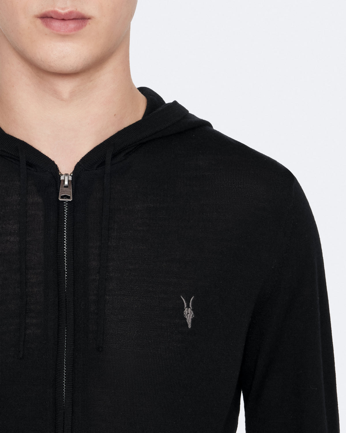 Mode Merino Wool Zip-Up Hoodie Black
