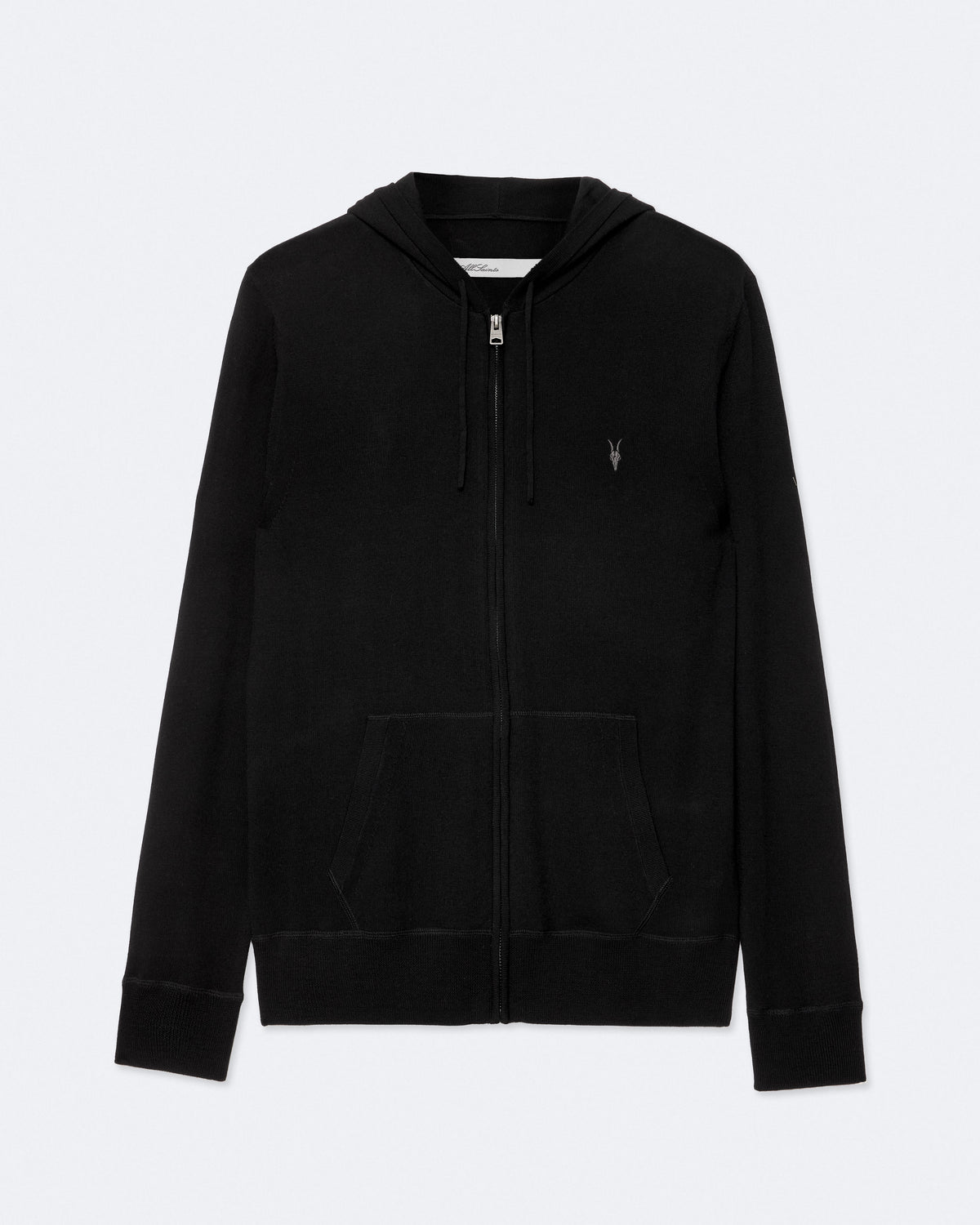 Mode Merino Wool Zip-Up Hoodie Black