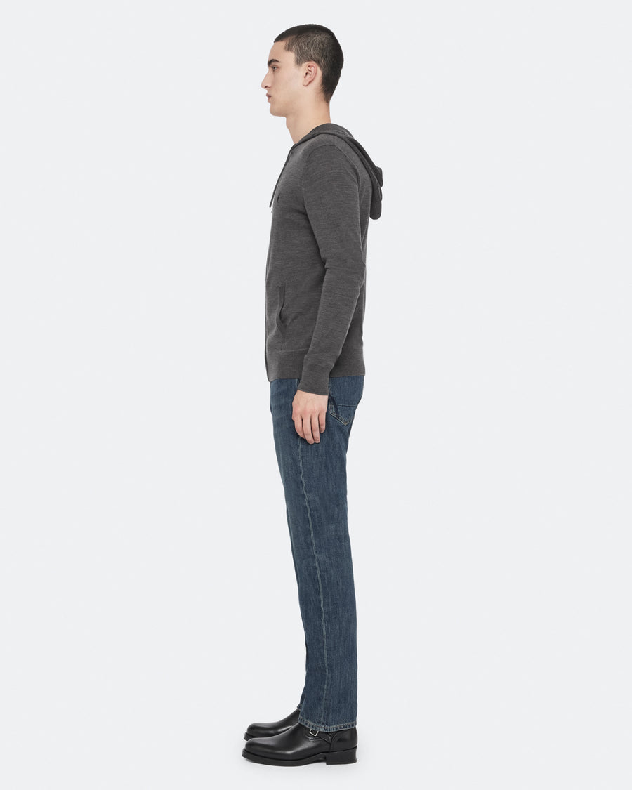 Mode Merino Wool Zip-Up Hoodie MONUMENT GREY