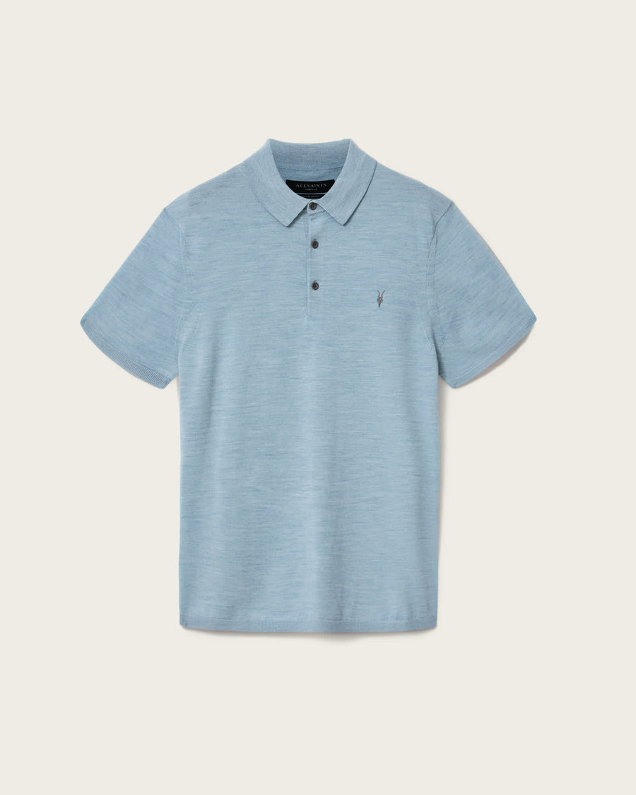 Mode Merino Wool Short-Sleeve Polo Shirt SALTON BLUE