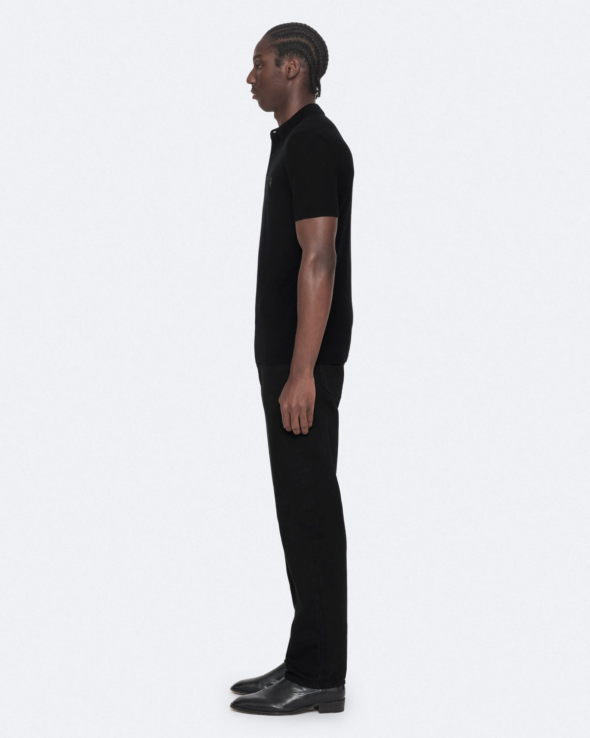 Mode Merino Wool Short-Sleeve Polo Shirt Black