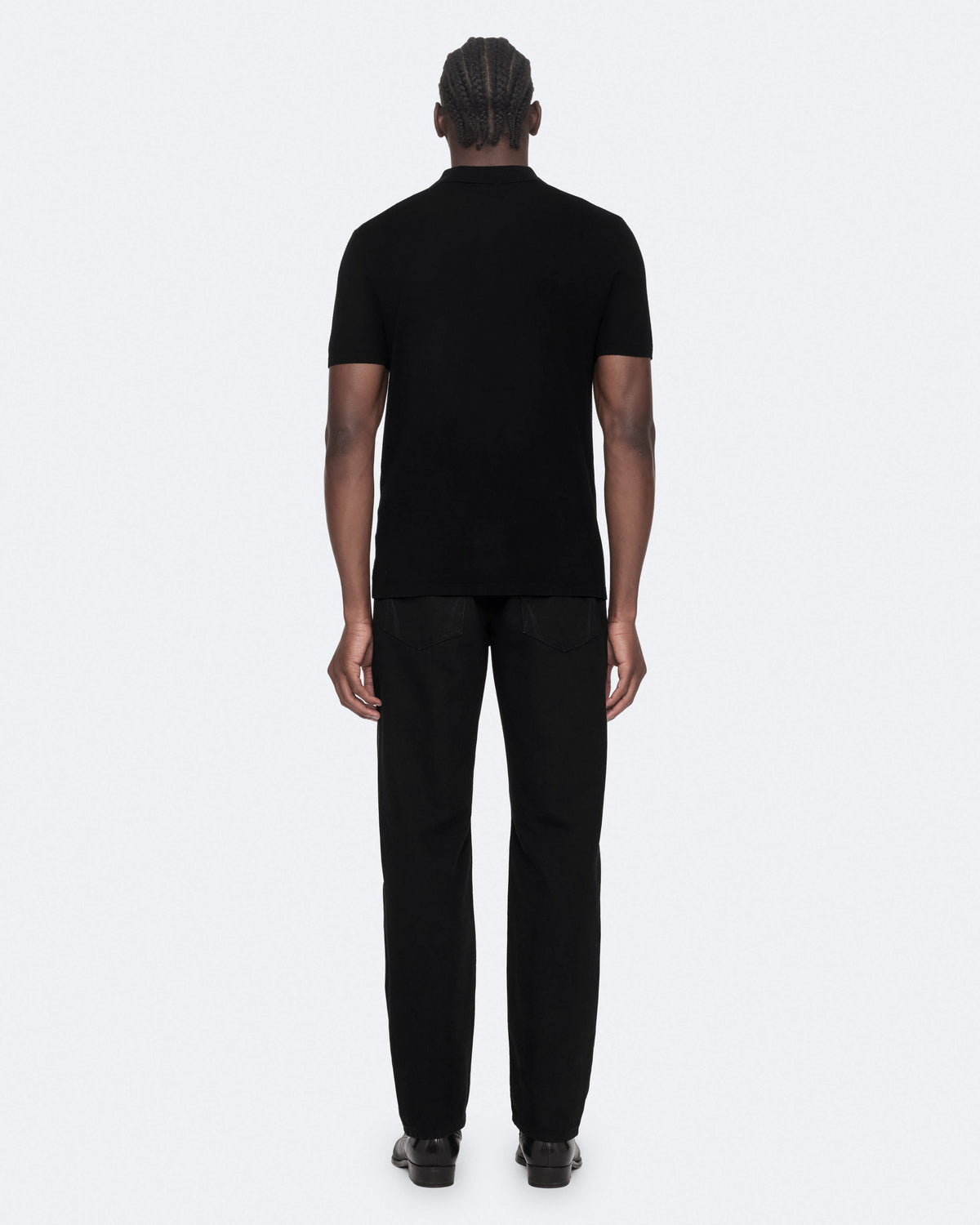 Mode Merino Wool Short-Sleeve Polo Shirt Black