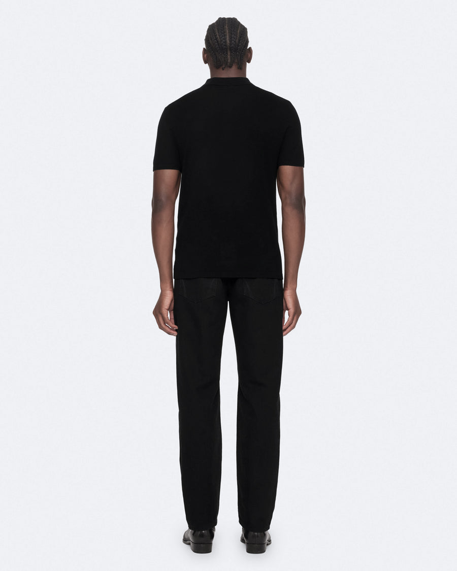 Mode Merino Wool Short-Sleeve Polo Shirt Black