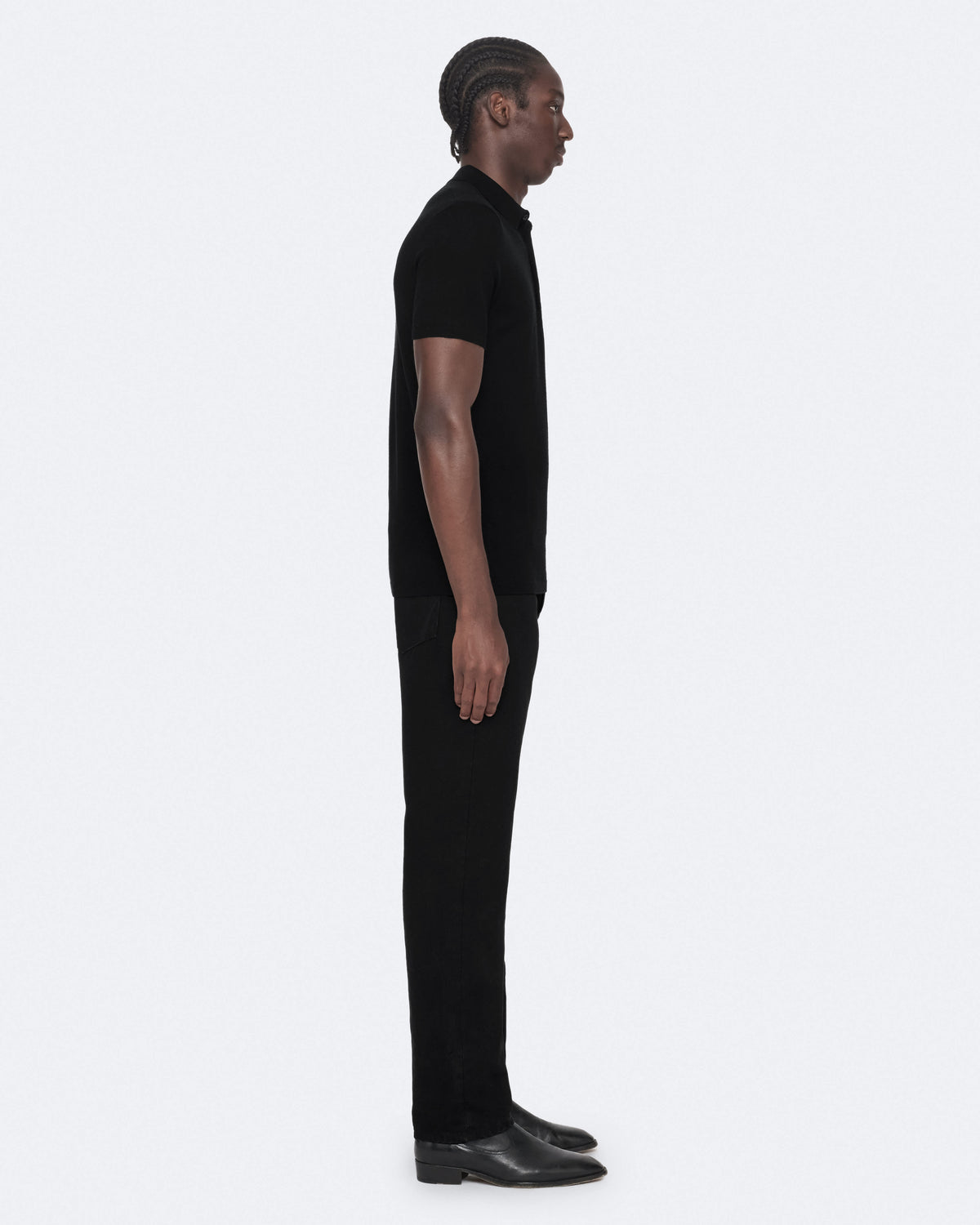 Mode Merino Wool Short-Sleeve Polo Shirt Black