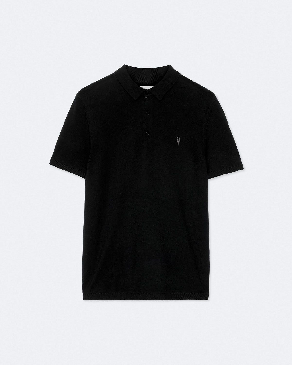 Mode Merino Wool Short-Sleeve Polo Shirt Black