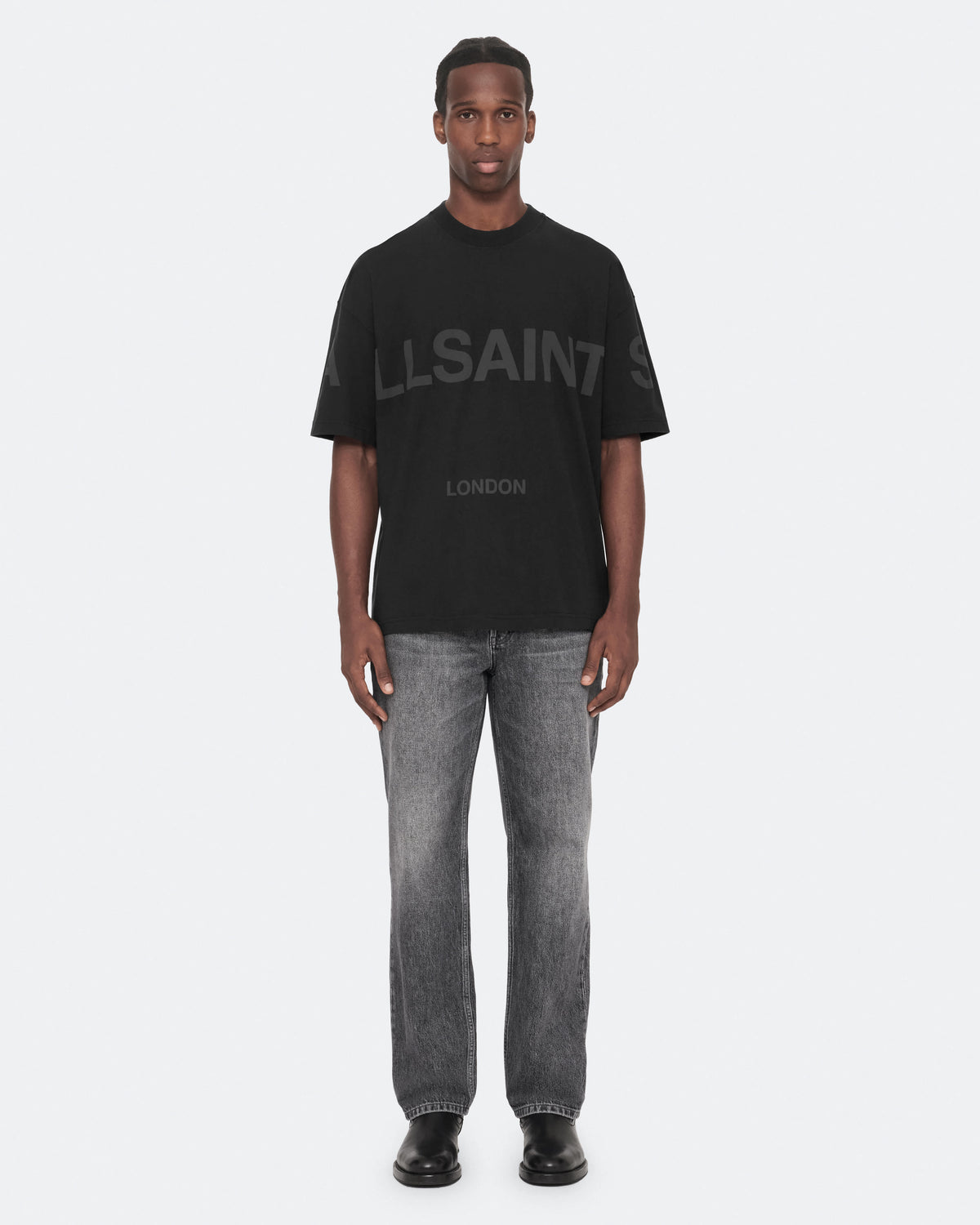 Biggy Oversized Logo Print T-Shirt Jet Black