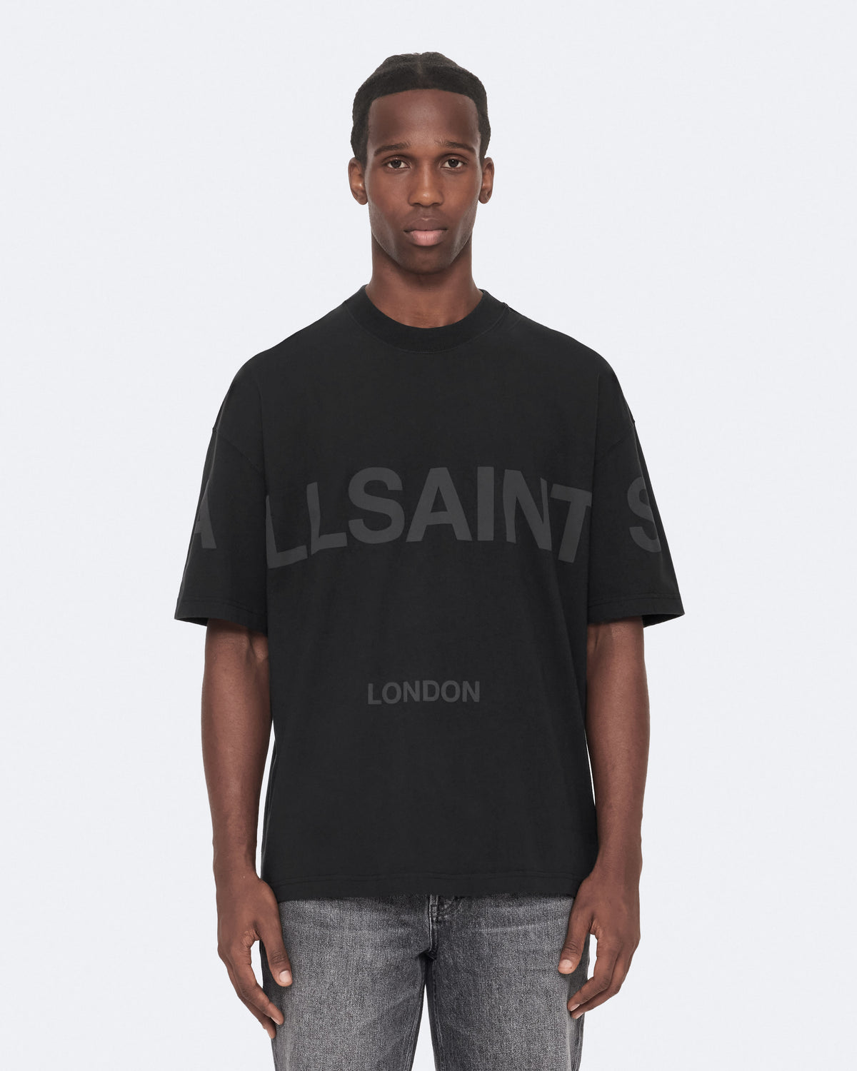 Biggy Oversized Logo Print T-Shirt Jet Black