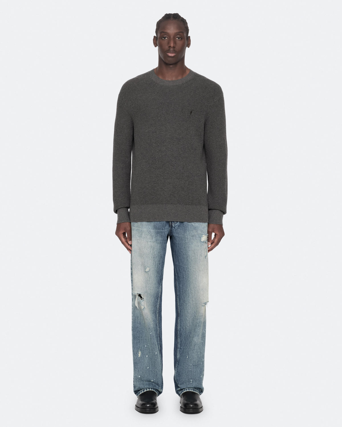 Aspen Waffle-Knit Wool-Blend Jumper MONUMENT GREY
