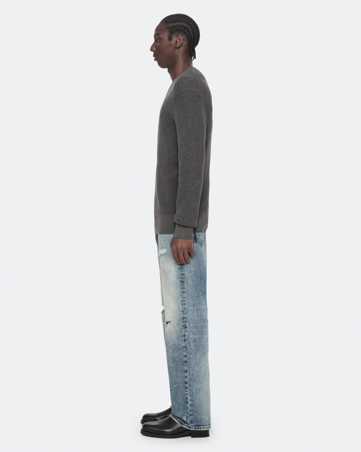 Aspen Waffle-Knit Wool-Blend Jumper MONUMENT GREY