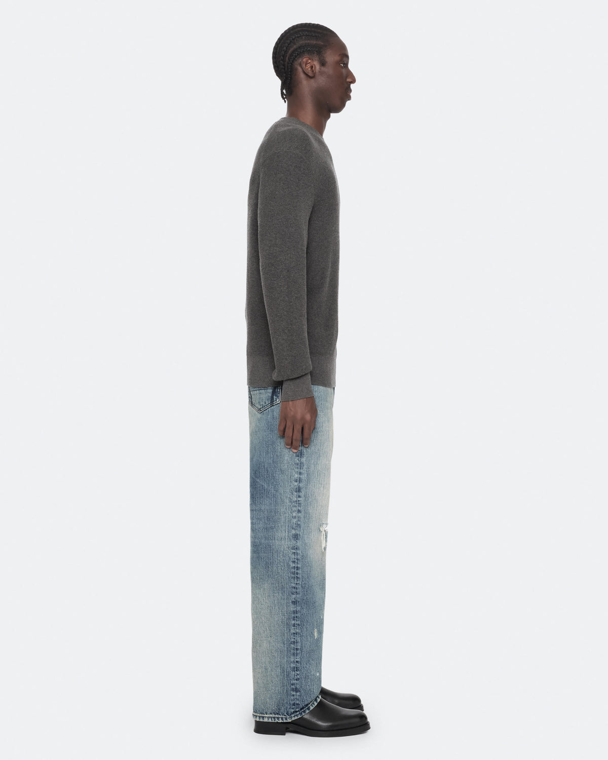 Aspen Waffle-Knit Wool-Blend Jumper MONUMENT GREY