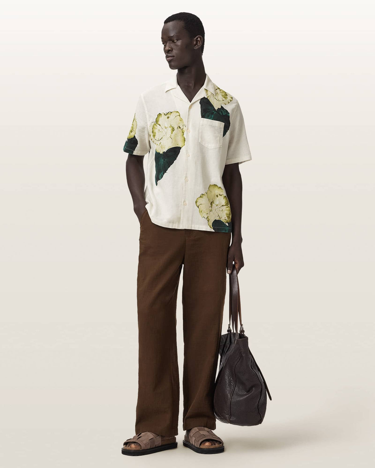 Nouvelle Short Sleeve Linen Blend Shirt Ecru