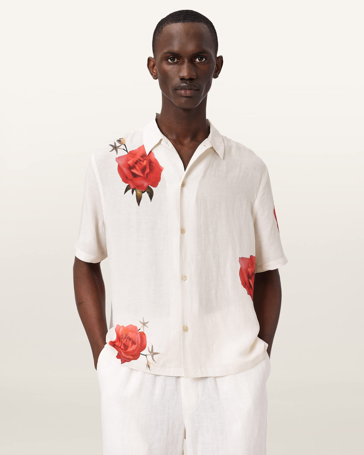 Fleur Fazed Boxy Short Sleeve Shirt Ecru