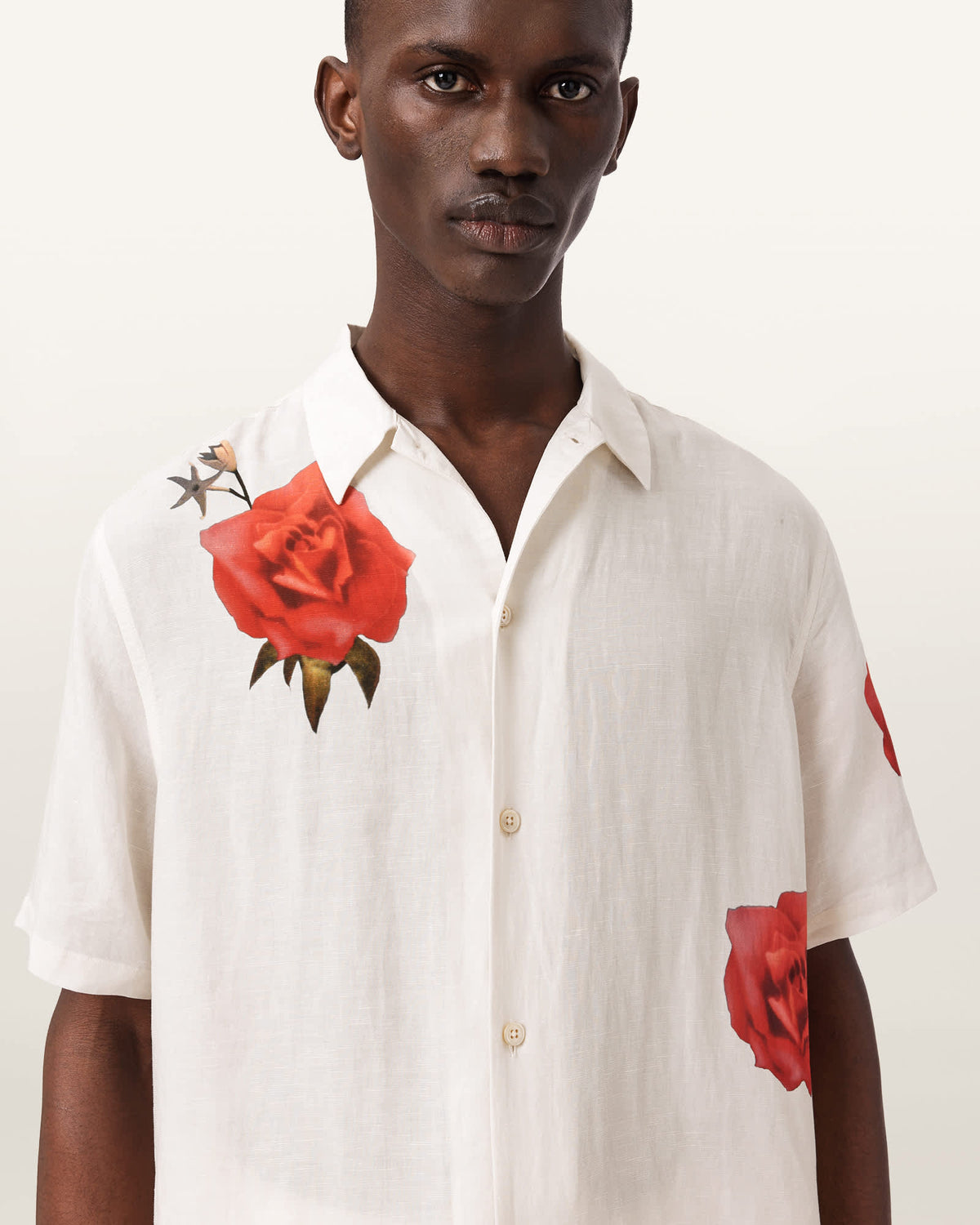 Fleur Fazed Boxy Short Sleeve Shirt Ecru