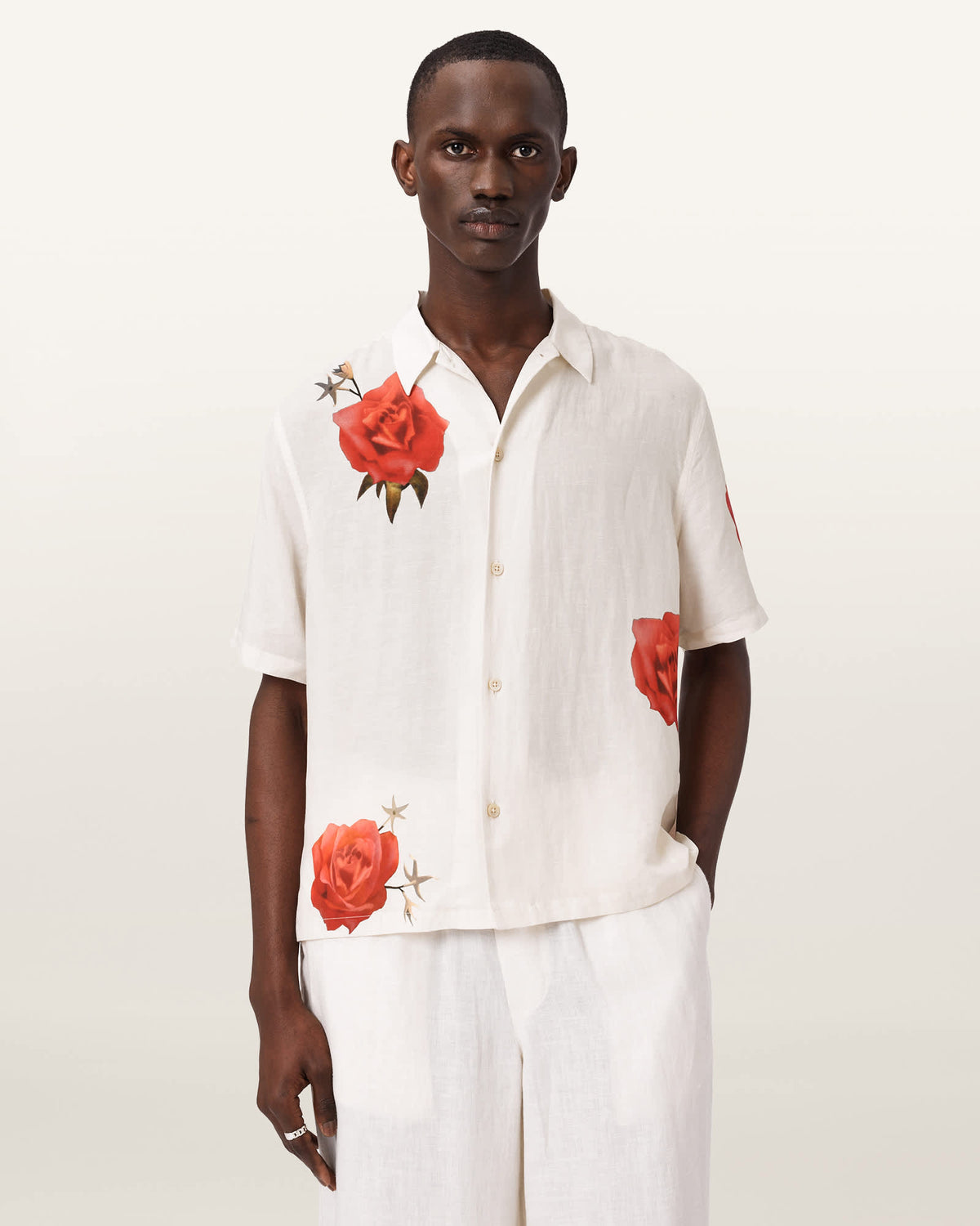 Fleur Fazed Boxy Short Sleeve Shirt Ecru