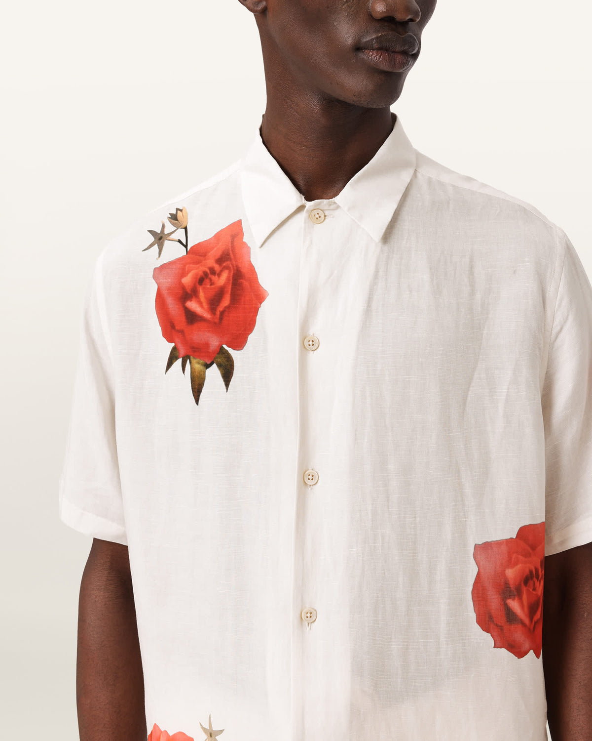 Fleur Fazed Boxy Short Sleeve Shirt Ecru