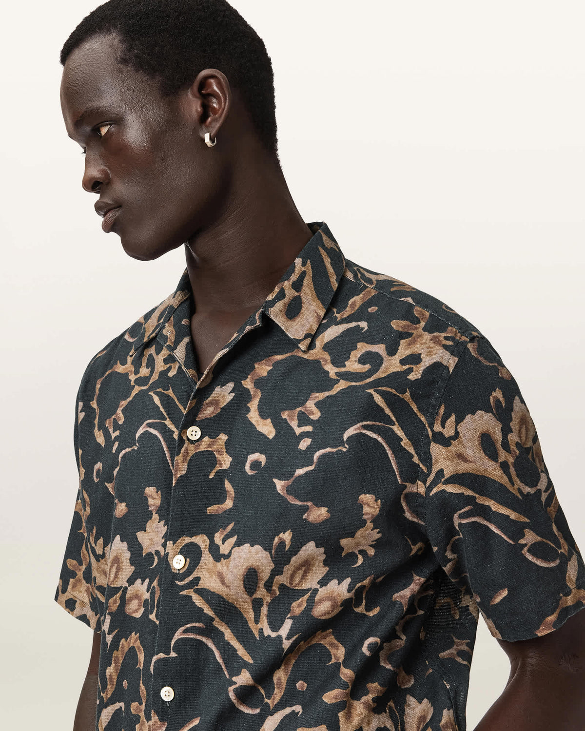 Fortune Short Sleeve Linen Blend Boxy Shirt BANK BROWN