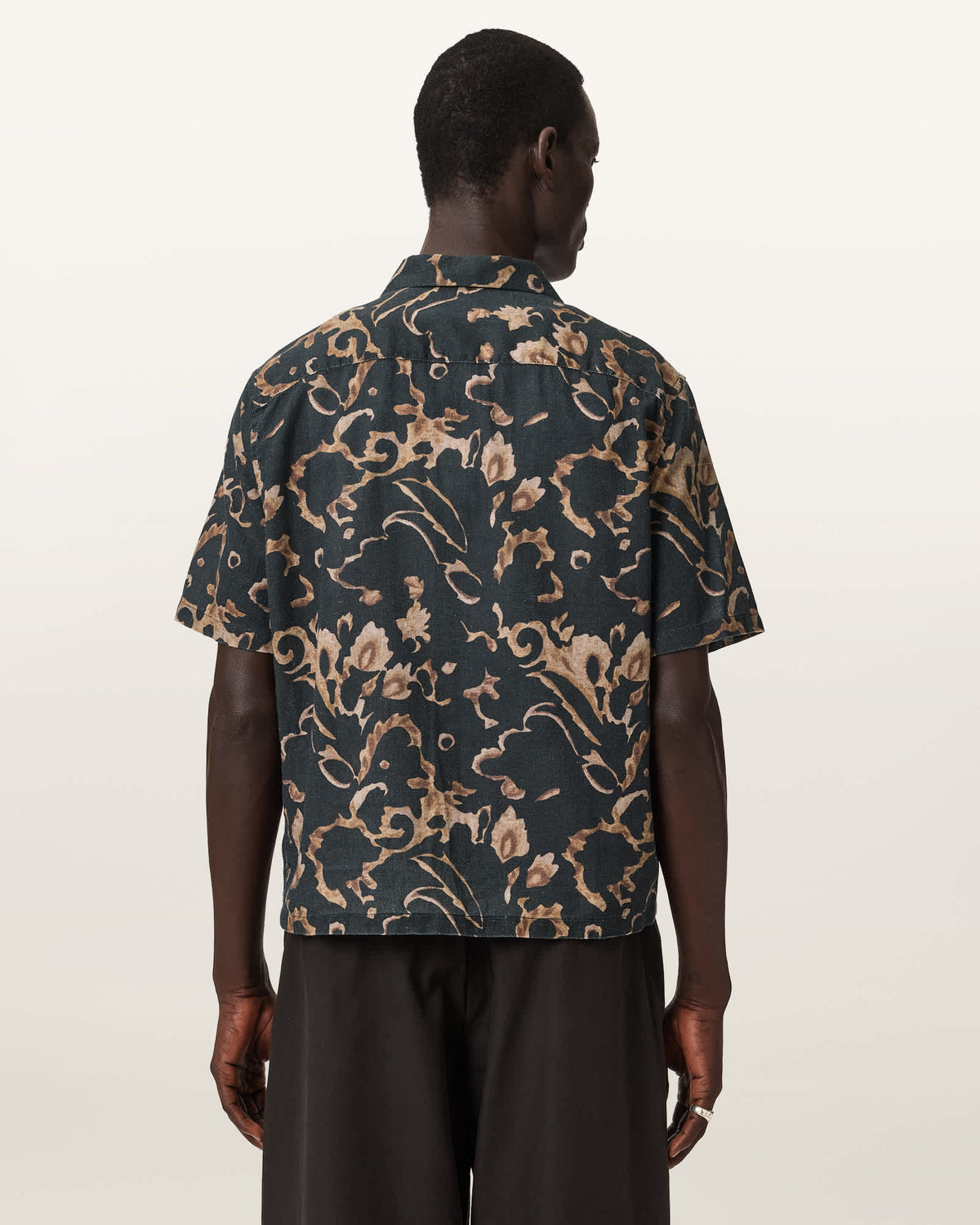 Fortune Short Sleeve Linen Blend Boxy Shirt BANK BROWN